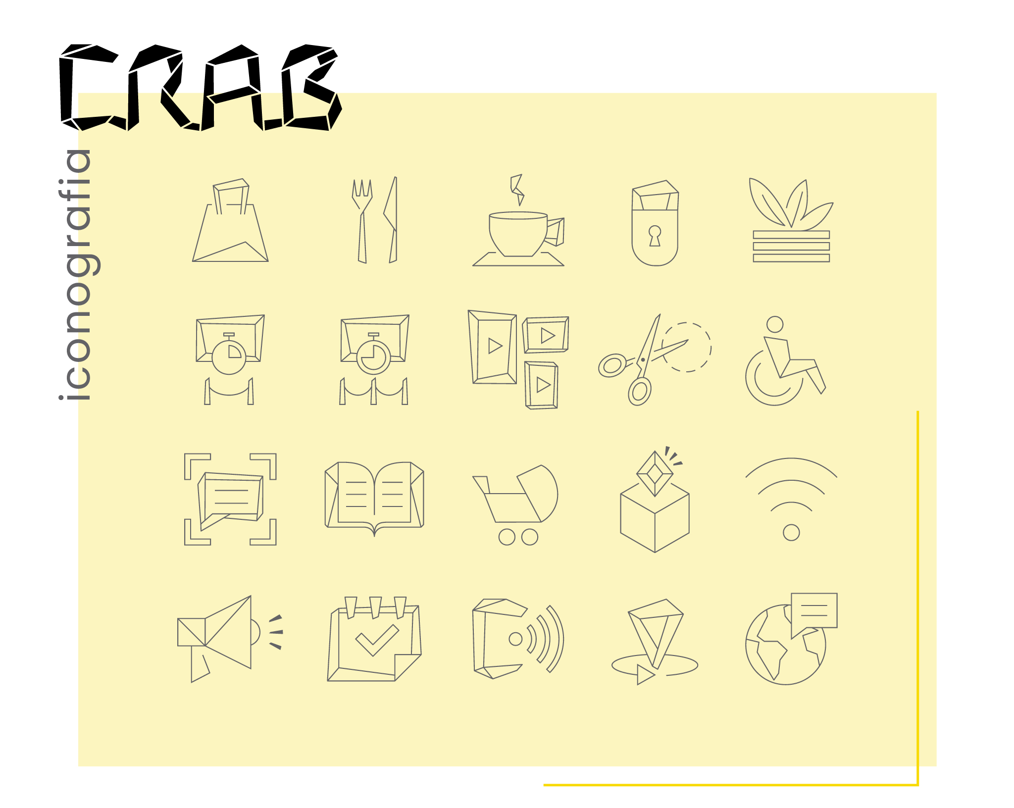 Conjunto de vinte ícones desenvolvidos para o CRAB.